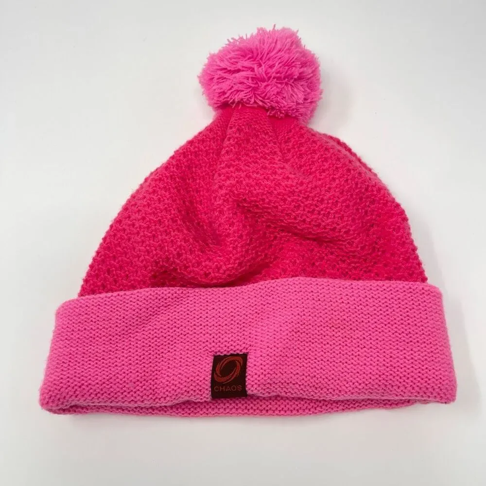 Mountain Dew Winter Pom Pom Beanie Hat Logo Pink OSFM One Size Chaos Brand